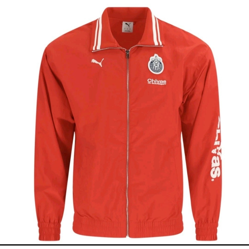 Puma Guadalajara Chivas Soccer Red White Varsity Jacket 786002-11 Men's Size M